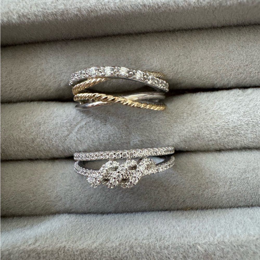🪢💎 Set of 2: Sterling 925 and CZ rings Size 5.5/5.75 & Size 6.75